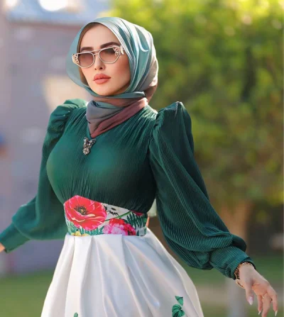 Italian dress with natural silk plisse